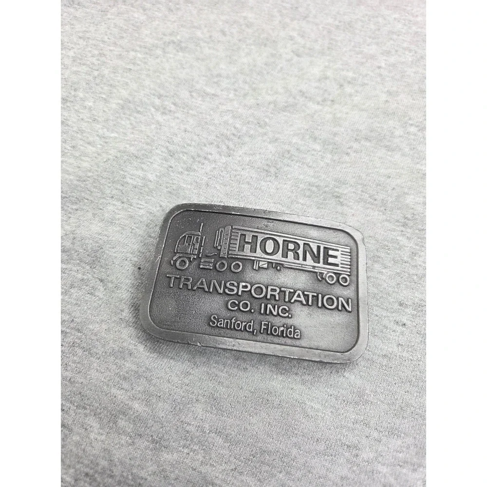 Vintage Heavy Solid Pewter Horne Transportation Co Trucker Belt Buckle Semi
